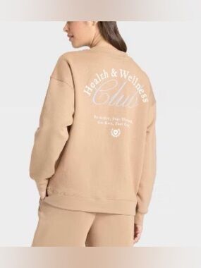 NWOT Health & Wellness Club Beige Graphic Sweatshirt